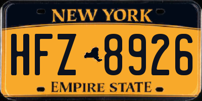 NY license plate HFZ8926