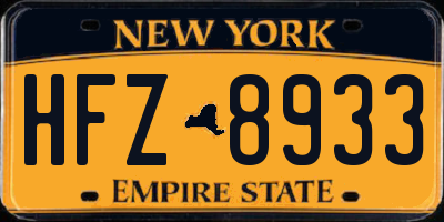 NY license plate HFZ8933