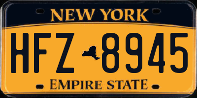 NY license plate HFZ8945