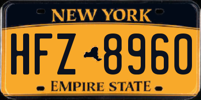NY license plate HFZ8960