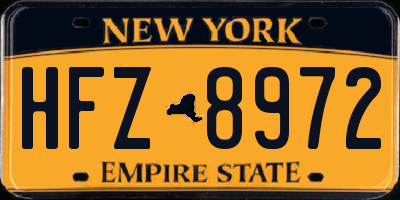 NY license plate HFZ8972