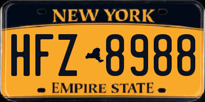 NY license plate HFZ8988