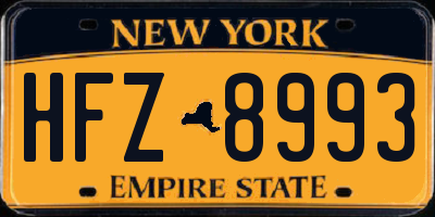 NY license plate HFZ8993