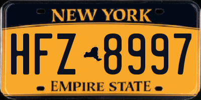 NY license plate HFZ8997