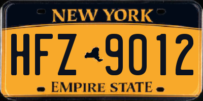 NY license plate HFZ9012