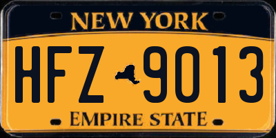 NY license plate HFZ9013