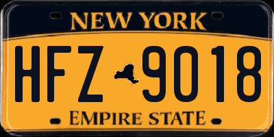 NY license plate HFZ9018