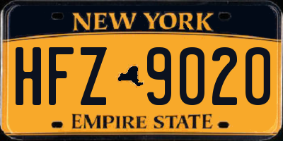 NY license plate HFZ9020