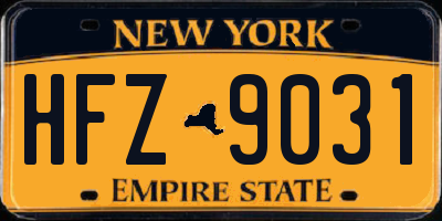 NY license plate HFZ9031