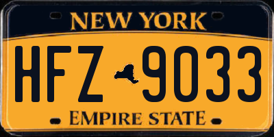 NY license plate HFZ9033