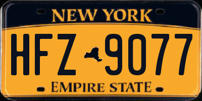 NY license plate HFZ9077
