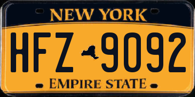 NY license plate HFZ9092