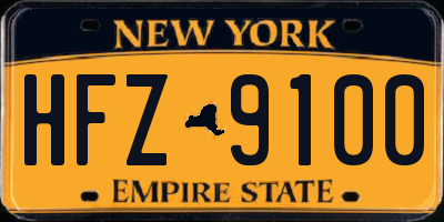 NY license plate HFZ9100