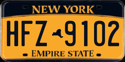 NY license plate HFZ9102