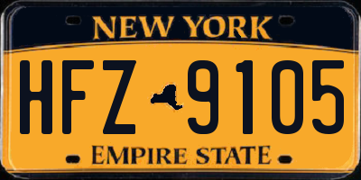 NY license plate HFZ9105