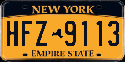 NY license plate HFZ9113