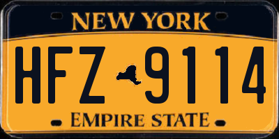 NY license plate HFZ9114