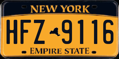NY license plate HFZ9116