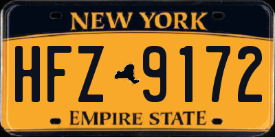 NY license plate HFZ9172