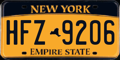 NY license plate HFZ9206
