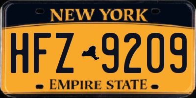 NY license plate HFZ9209