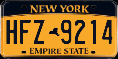 NY license plate HFZ9214