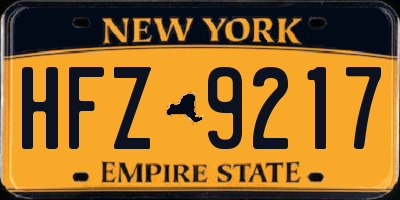NY license plate HFZ9217