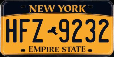 NY license plate HFZ9232