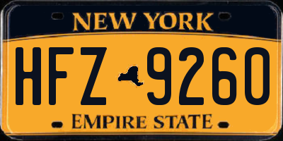 NY license plate HFZ9260
