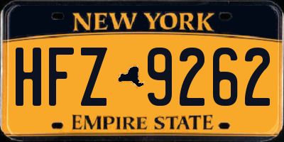 NY license plate HFZ9262