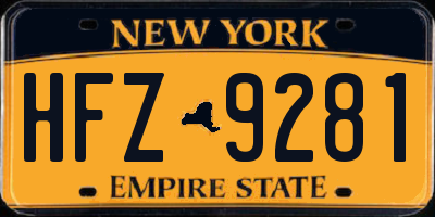 NY license plate HFZ9281