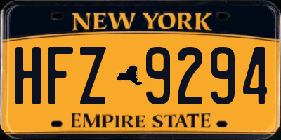 NY license plate HFZ9294