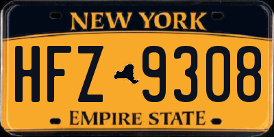 NY license plate HFZ9308