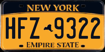 NY license plate HFZ9322