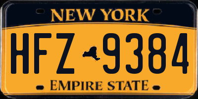 NY license plate HFZ9384