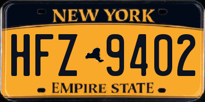 NY license plate HFZ9402