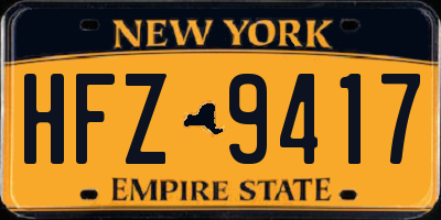 NY license plate HFZ9417