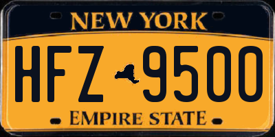 NY license plate HFZ9500