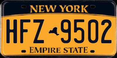 NY license plate HFZ9502