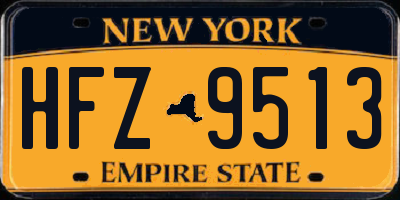 NY license plate HFZ9513