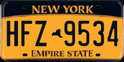 NY license plate HFZ9534