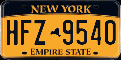 NY license plate HFZ9540