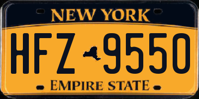 NY license plate HFZ9550
