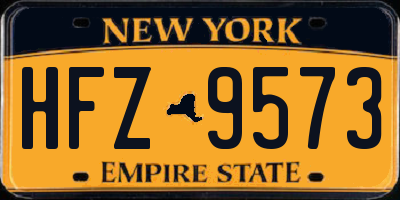 NY license plate HFZ9573
