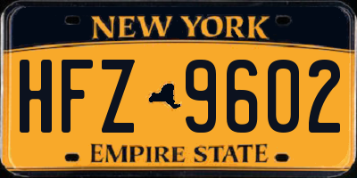 NY license plate HFZ9602