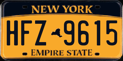 NY license plate HFZ9615