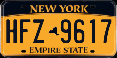 NY license plate HFZ9617