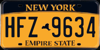 NY license plate HFZ9634