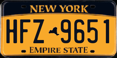 NY license plate HFZ9651