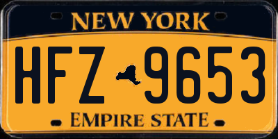 NY license plate HFZ9653